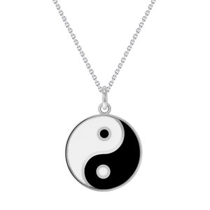 Yin and Yang Pendant in Sterling Silver with Black and White Enamel, Pendant Only