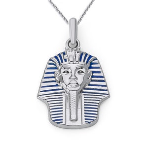 Pharaoh Necklace in Sterling Silver with Blue Enamel