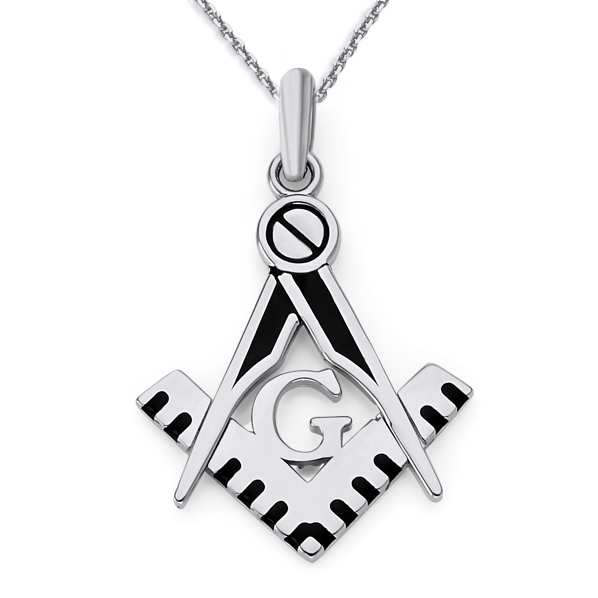 14k Yellow Gold Freemason Pendant - Custom Engraved Compass & Square Charm With Name - View #7