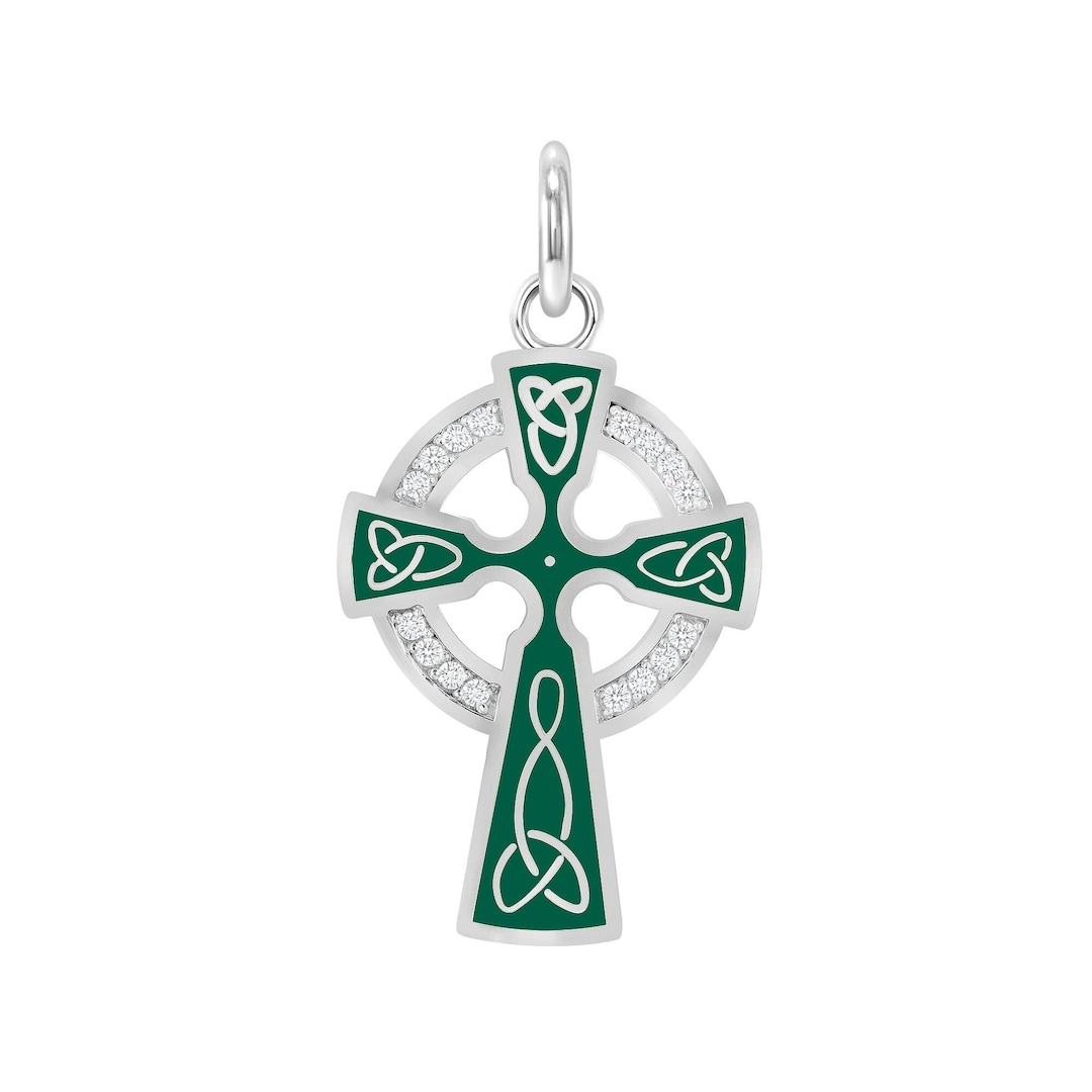 Celtic Cross Trinity Knot Pendant in Sterling Silver With CZ Stones ...