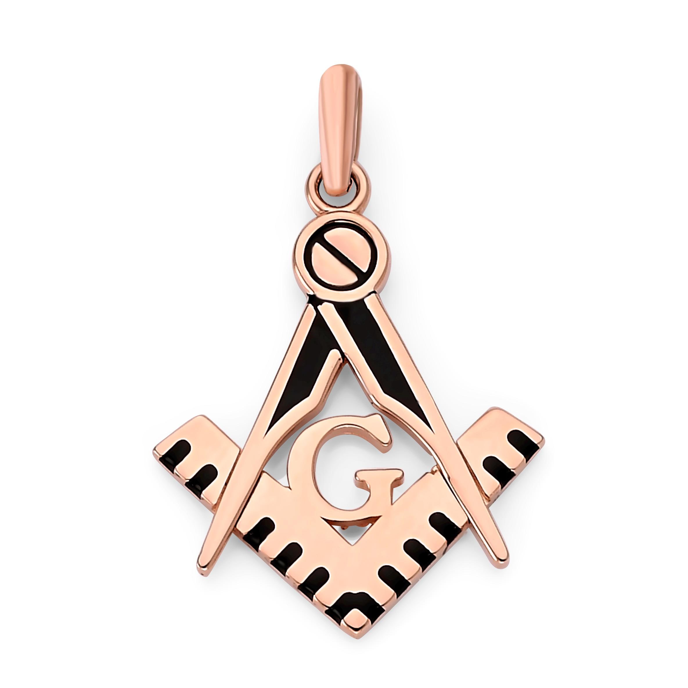 14k Yellow Gold Freemason Pendant - Custom Engraved Compass & Square Charm With Name - View #5