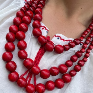 Slavic Folk Wooden Beads Necklace – Rustic Highlander Style – Handcrafted Ethno Jewelry – Slavic Decor – Boho Folk Accessories