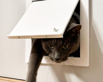 Porta interna para gatos com até 5 cm de espessura | Aba magnética silenciosa | Fácil instalação | Tamanhos de 14 a 20 cm