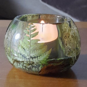 Forest candle holder, perfect gift, housewarming botanical resin art zdjęcie 6