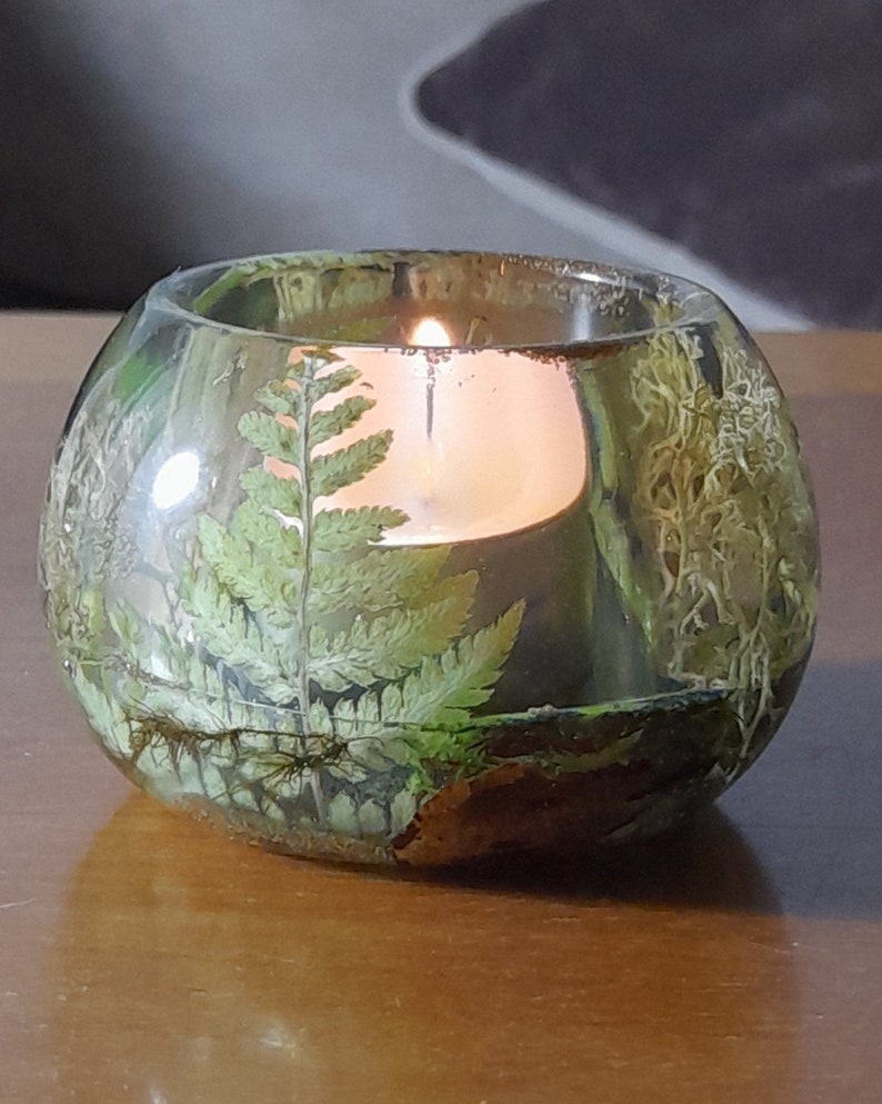 Forest candle holder, perfect gift, housewarming botanical resin art zdjęcie 6