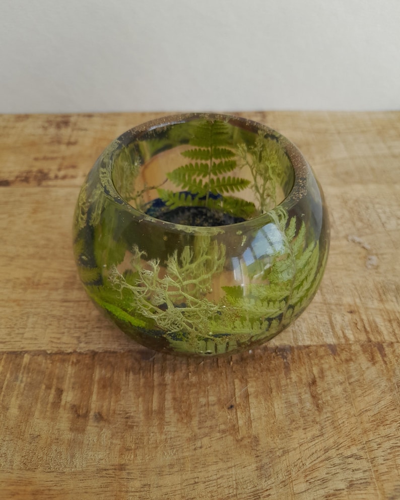Forest candle holder, perfect gift, housewarming botanical resin art zdjęcie 4