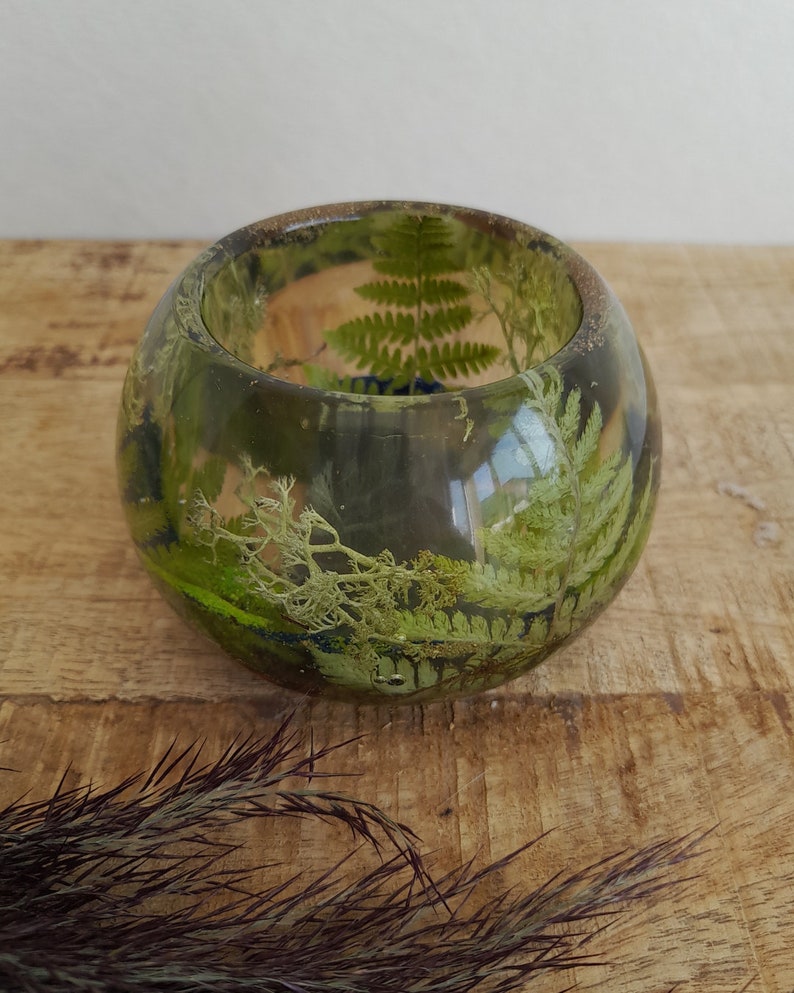 Forest candle holder, perfect gift, housewarming botanical resin art zdjęcie 5