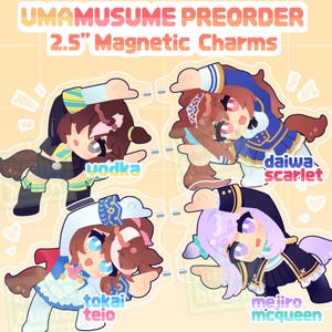 PREORDER Uma Musume Yuri Ships Magnet Charms | 25&#39;&#39; Double Sided Matching Acrylic Keychains