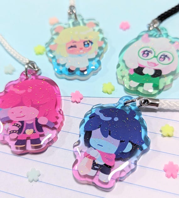 Deltarune Mini Gummy Glitter Epoxy Phone Charms | 1.5" Kris Ralsei Susie Noelle Acrylic Keychains