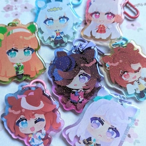 14 DESIGNS Umamusume Chibi Gummy Glitter Epoxy Charms Set 1 | 2" Double Sided Acrylic Keychains