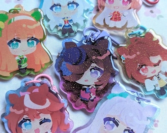 14 DESIGNS Umamusume Chibi Gummy Glitter Epoxy Charms Set 1 | 2" Double Sided Acrylic Keychains