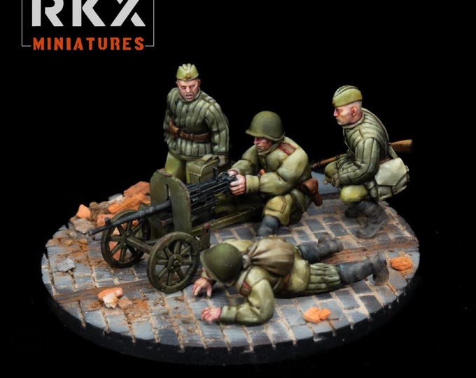 Figurines WW2 Australiennes MMG - Équipe De 12 Soldats 28mm 1/56 Pour Bolt Action, à Peindre