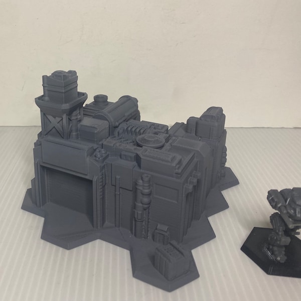 Tank Factory w/ Hex Base, Tabletop War Game Terrain Battletech (6mm)