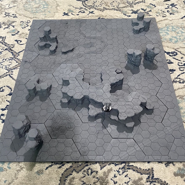 Battletech - Badlands 3D Terrain Hex Map - 25 tiles x 23 tiles (6mm scale)