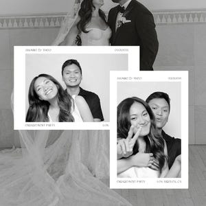 Minimalistische bruiloft Photo Booth Strip-sjabloon, moderne Photo Booth-overlay, Instant Download, Canva bewerkbaar, 4 x 6, 6 x 4, enkele opname