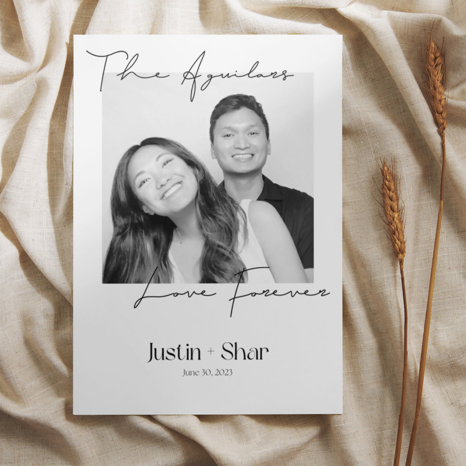 Minimalist Script Wedding Photo Booth Template: Editable Canva Frame ...
