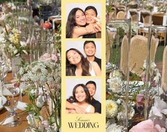 Butter Yellow Film Strip Photo Booth Template, Vintage Wedding Photo Overlay, Retro Minimalist 2x6 Strip, Canva Editable, Instant Download
