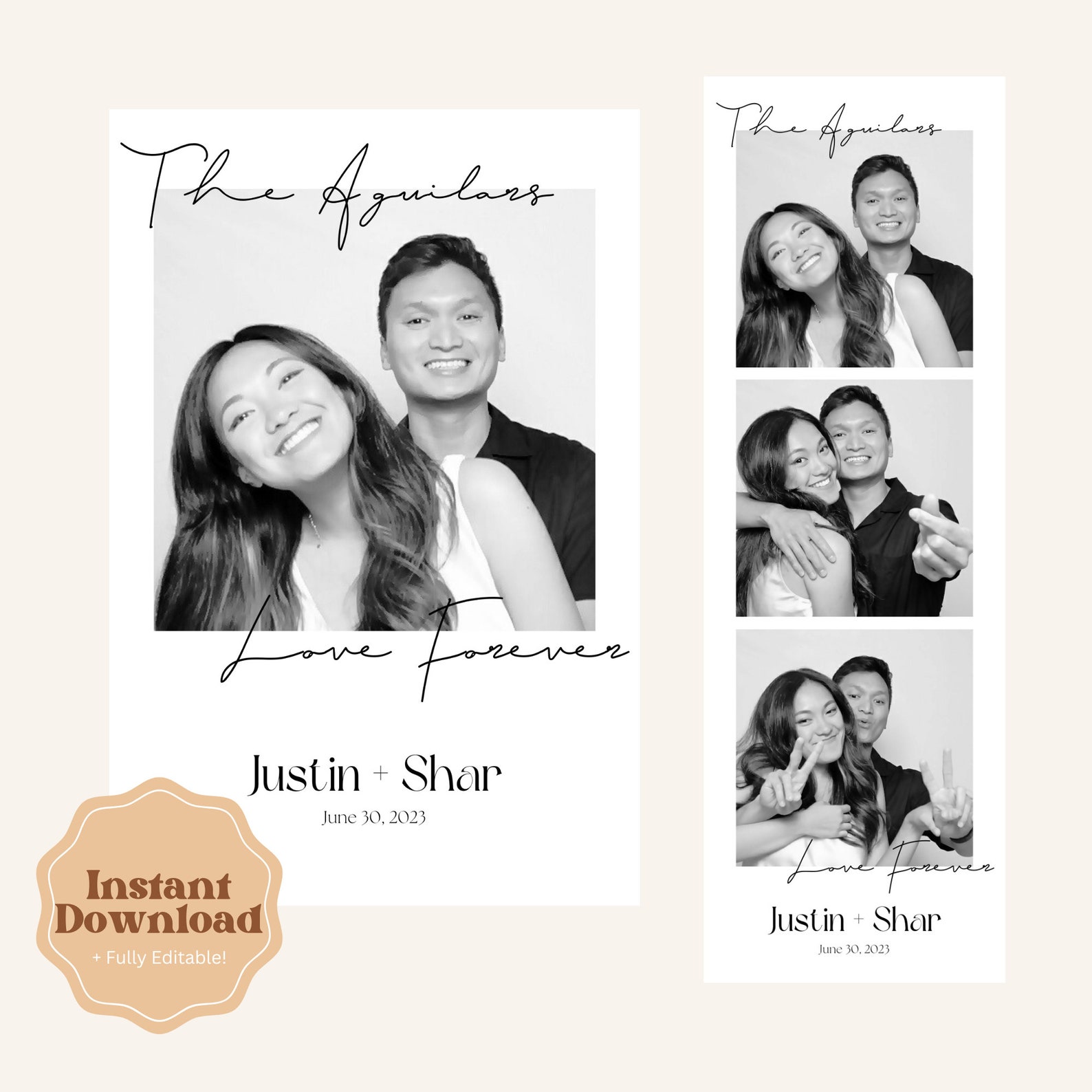 Minimalist Script Wedding Photo Booth Template: Editable Canva Frame ...