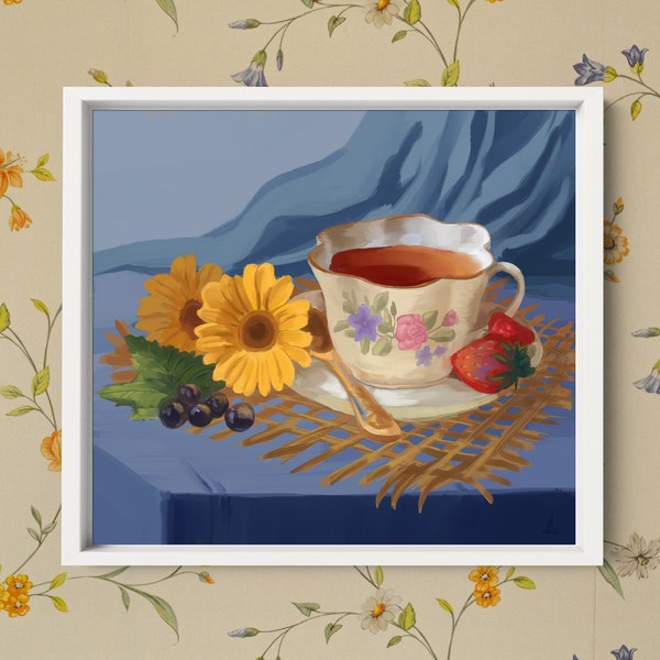 Romantic Tea Time Still Life |Printable Wall Art| Instant Digital Download |JPEG File|