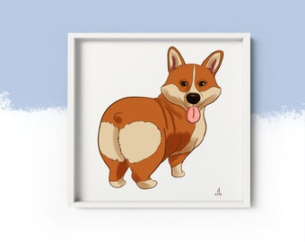 Happy corgis Butt Herz Hund | Druckbare Wandkunst| Sofort Download | PNG Datei|