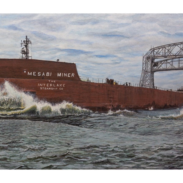 Tableau Toile Navire Edmund Fitzgerald Great Lakes – Art Mural USA, Prêt à Accrocher, Fait Main