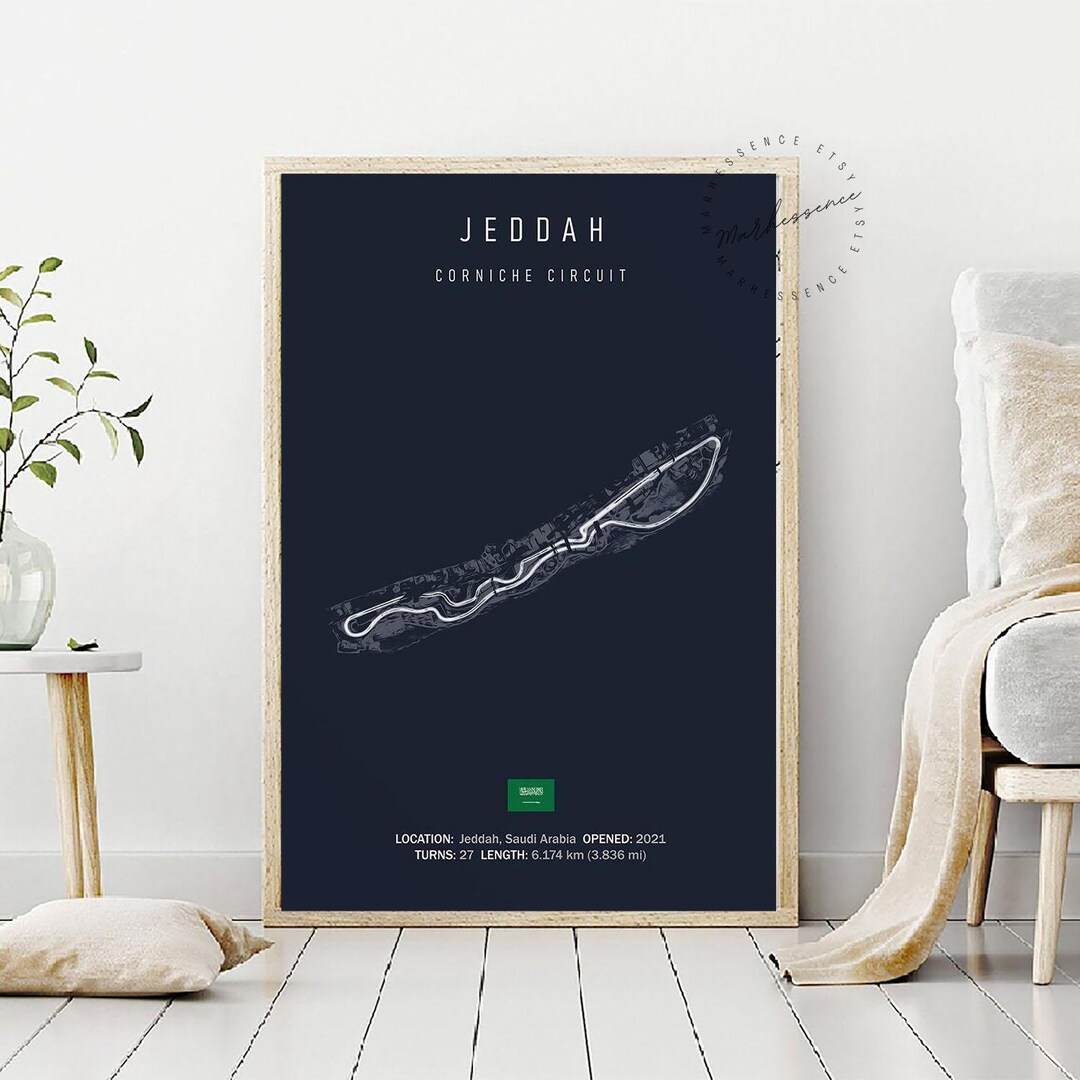 Jeddah Corniche Circuit Racetrack Print Halloween Gift Etsy