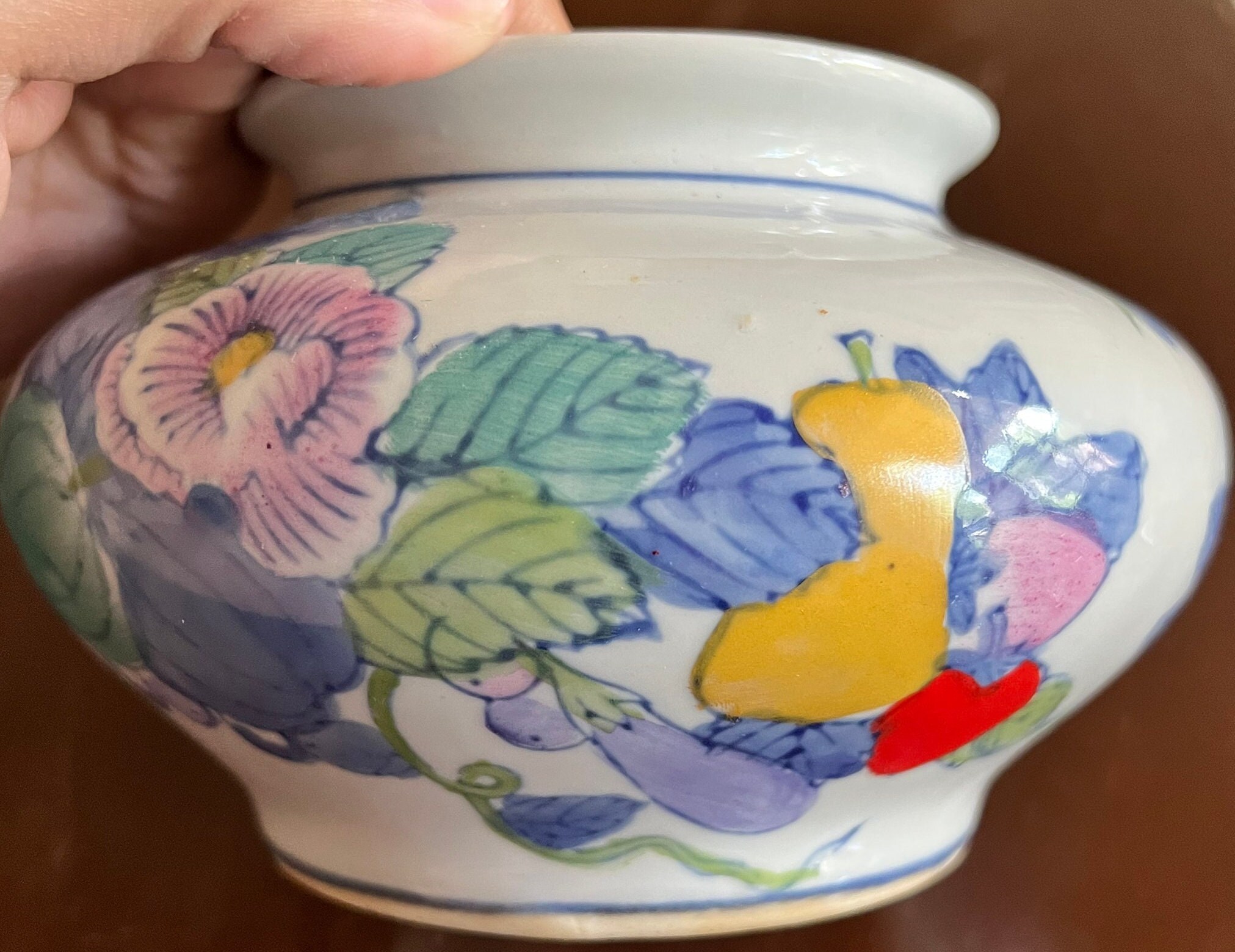 Vintage Hand Painted Floral Vase Multi-colored 7" X 5" Porcelain China ...