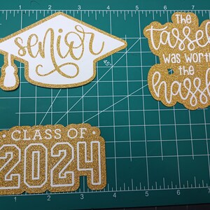 Senior bundle for homecoming mums, glittered silver and white or gold and white custom cutouts image 10