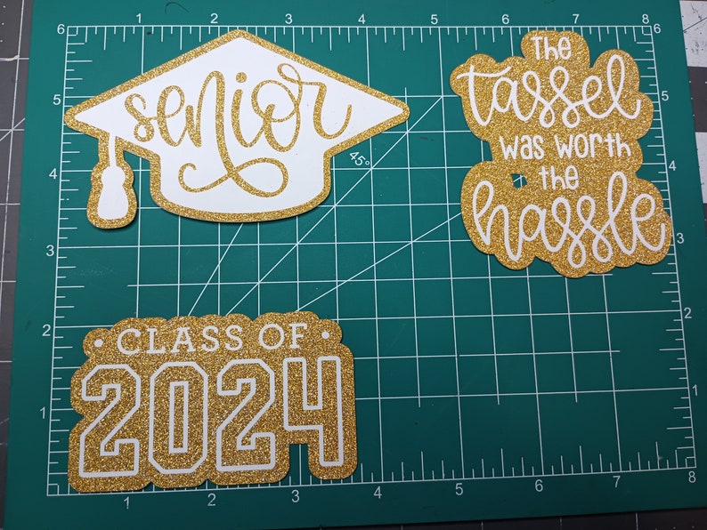 Senior bundle for homecoming mums, glittered silver and white or gold and white custom cutouts image 10