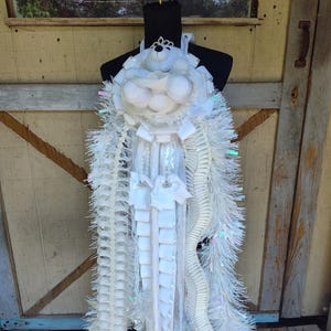 Pre-made White homecoming mum, senior homecoming ribbon pin