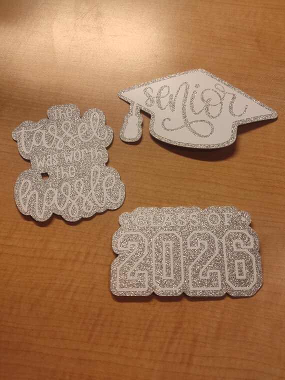 Senior bundle for homecoming mums, glittered silver and white or gold and white custom cutouts