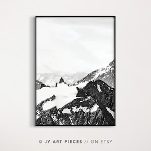 Black and White Mountain Prints, Set of 3, Mountain Wall Art ...