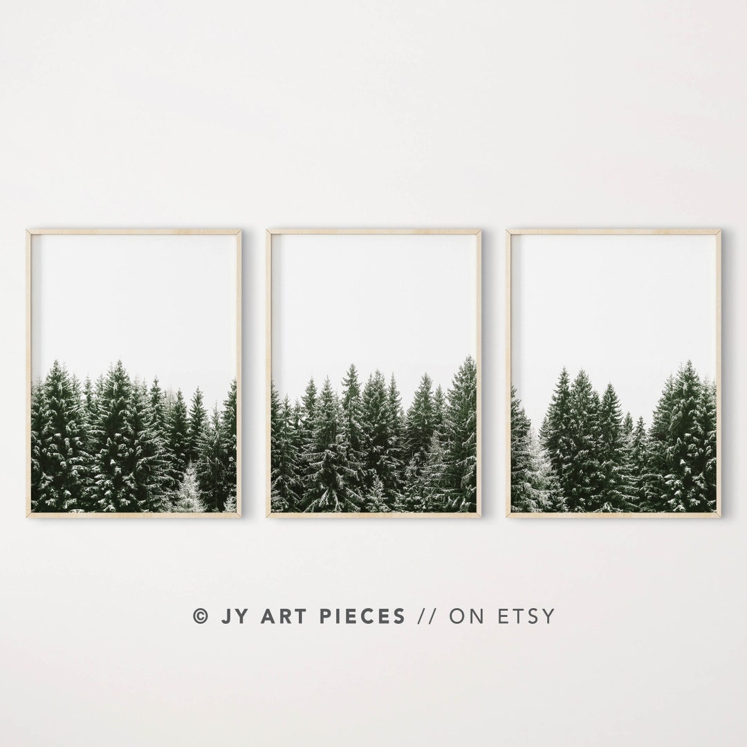 Winter Forest Prints: Set of 3 Pine Tree Wall Art (digital Download) - Etsy