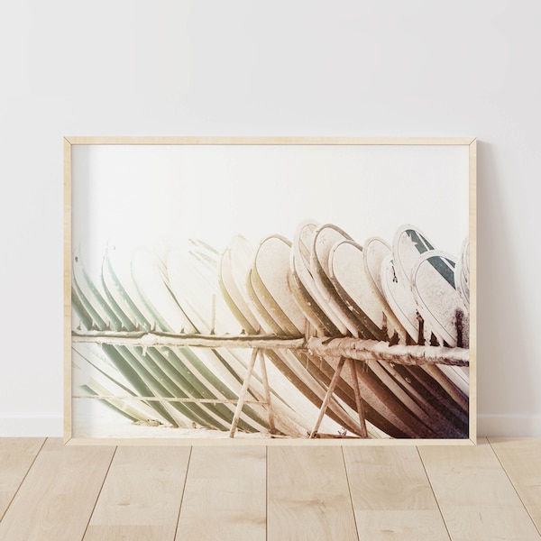 Sunlight on Surfboard Print, Surf Print Wall Art, Boho Surf Print, Beach Surfboard photo, Beach Poster, Sunny Beach Print, Instant Download