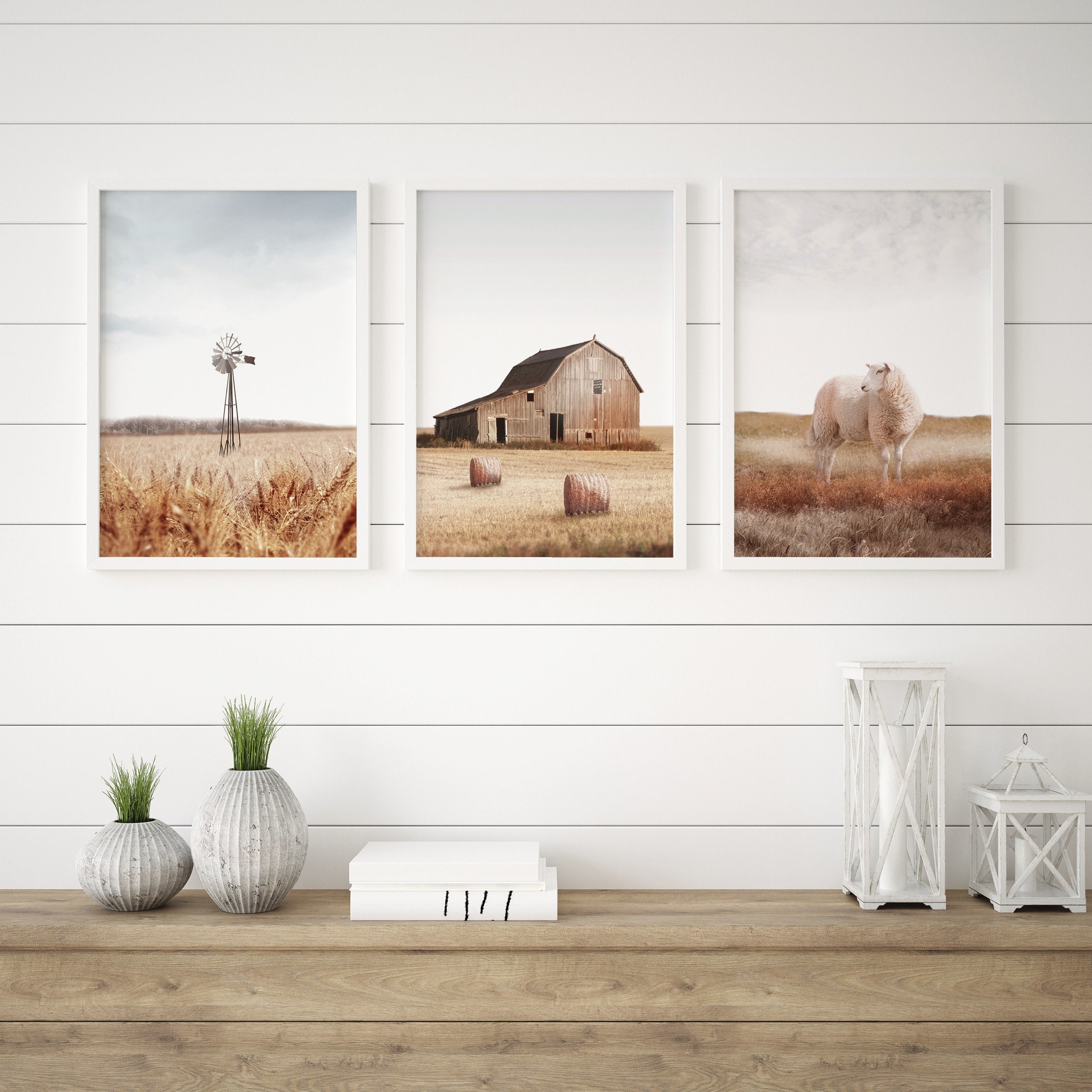 Farmhouse Wall Art Set Of Three Rustic Farm Prints - Painting Of
