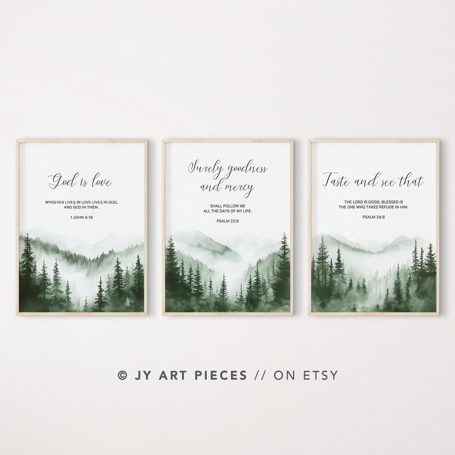 Bible Verse Wall Art Set of 3, Minimalist Scripture Prints, John ...