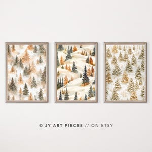 Watercolor Christmas Tree Print Set: Winter Forest Wall Art (Digital Download)