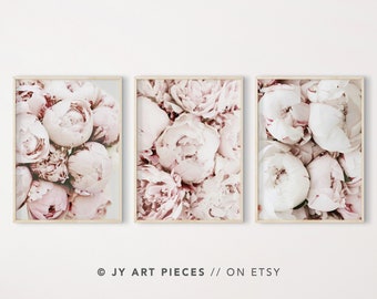 Blush Pink Peony Print Set | Minimalist Floral Photography (Digital Download)