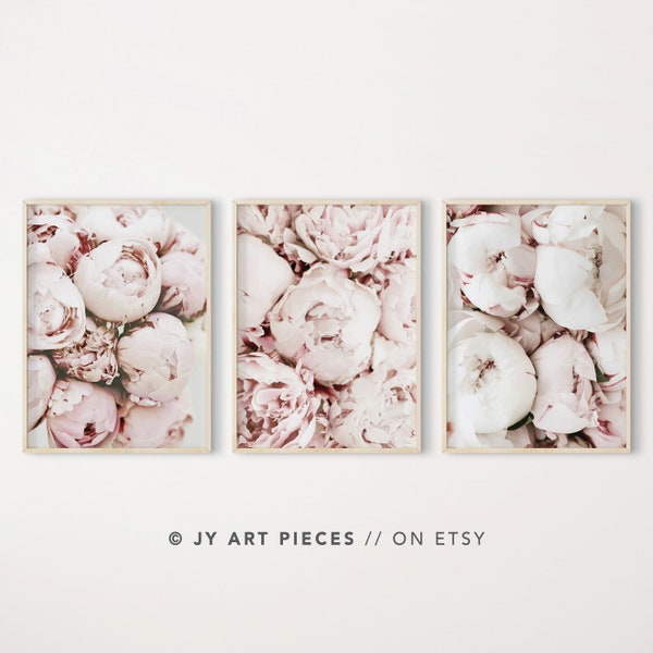 Peony Prints, Peony Wall Art, Botanical Prints, Floral Wall Art, Flower Prints Pink, Bedroom Wall Decor Peony, Set of 3 Instant Download