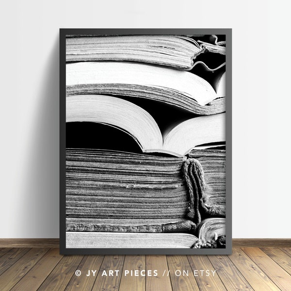 Book Print, Book Printable, Black And White Book Print, Book Wall Art, Printable Black White, Home Decor, Library Decor, Instant Download