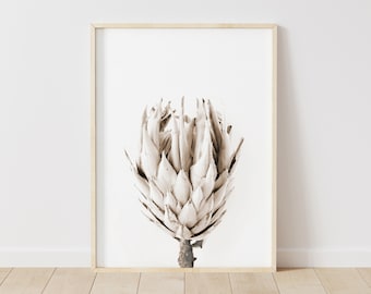 Minimalist King Protea Print, Modern Floral Wall Art (Digital Download)