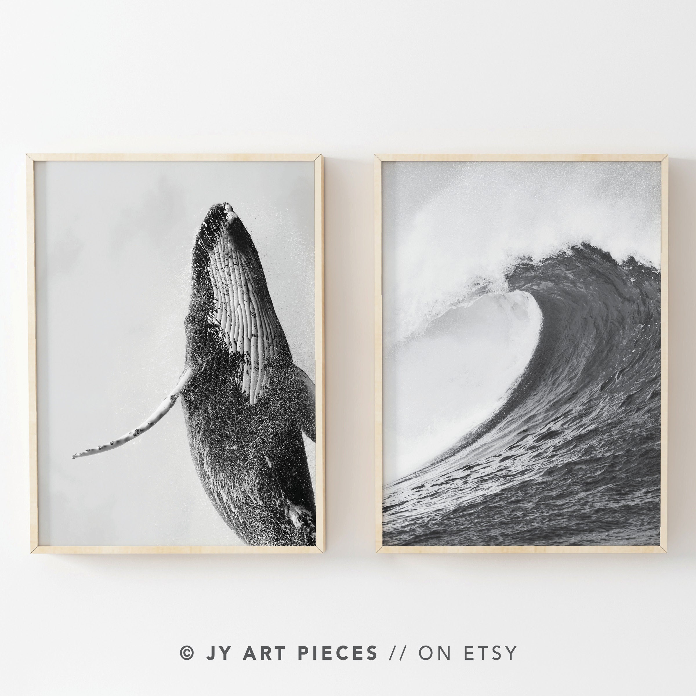 Whale Tail Modern Illustration - Set of 2 - Art Prints or Canvases