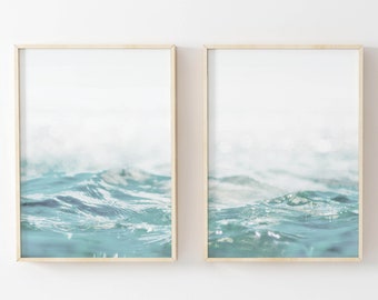 Blue Ocean Waves Print Set: Sparkling Sea Wall Art (Digital Download)