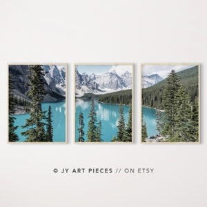 Moraine Lake Wall Art Set of 3, Canada Mountain Prints, Banff National Park Decor, Nature Photography, Instant Download