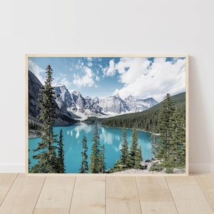 Moraine Lake Print, Banff National Park Art, Canada Landscape Wall Art, Rocky Mountains, Summer Nature Decor, Instant Download