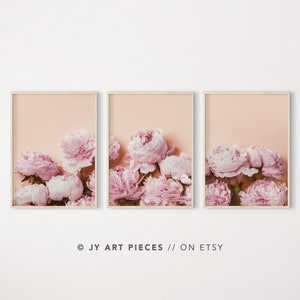 Peony Prints Set of 3, Floral Botanical Wall Art, Farmhouse Peony Decor, Bedroom Flower Printable, Instant Download