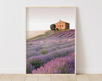 Provence Lavender Field Print, France Landscape, Botanical Wall Art (Instant Download)