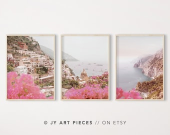 Amalfi Coast Print, Italy Wall Art, Positano Wall Art, Coastal Wall Art, Set of 3, Positano Coast Print, Beach Print, Italy Beach
