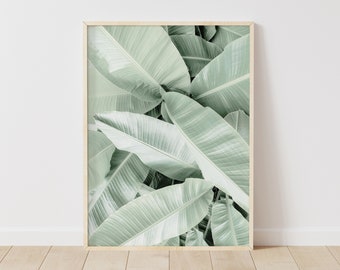 Banana Leaf Print, Banana Leaf Wall Art, Botanical Print, Tropical Print, Home Decor Leaf Art, Digital Art Printable, Instant Download