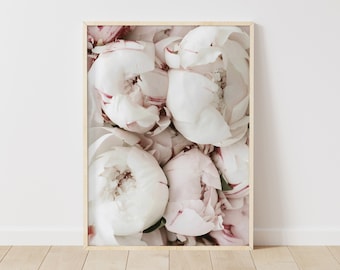 Stampe di peonie, decorazioni murali con fiori rosa, decorazioni floreali minimaliste, stampe di peonie botaniche, download immediato